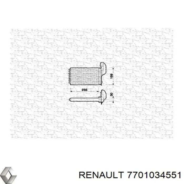 Радіатор пічки 7701034551 Renault (RVI)