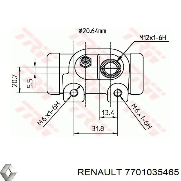 7701035465 Renault (RVI) циліндр гальмівний колісний/робітник, задній