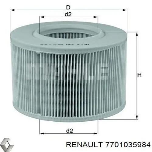 7701035984 Renault (RVI) фільтр повітряний