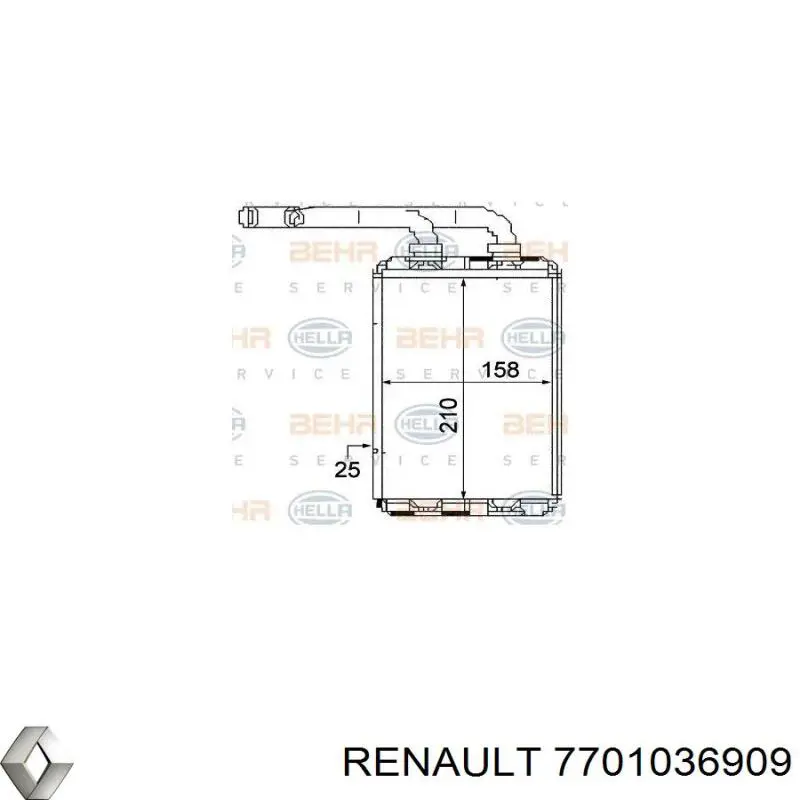 Радіатор пічки 7701036909 Renault (RVI)