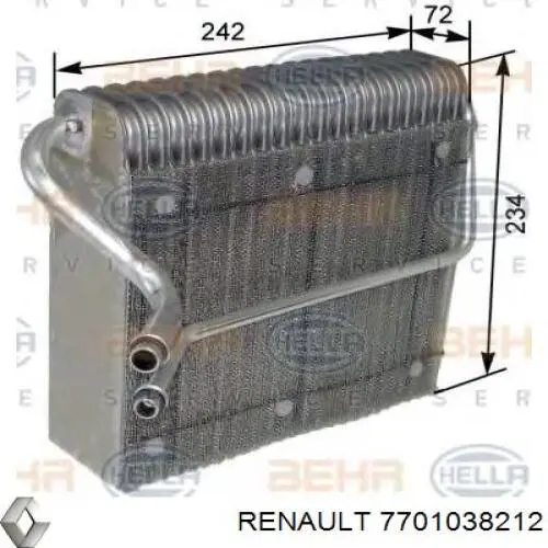 Випаровувач кондиціонера Renault (RVI) 7701038212 ціна, від 95.64 USD