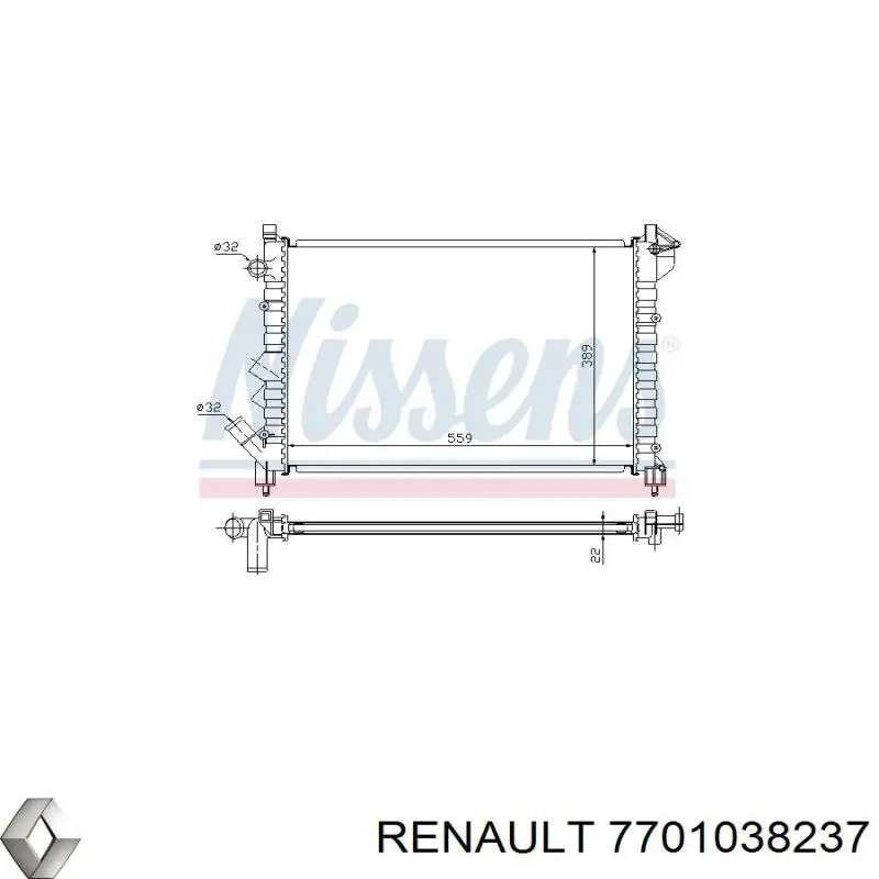 7701038237 Renault (RVI) Радіатор охолодження двигуна