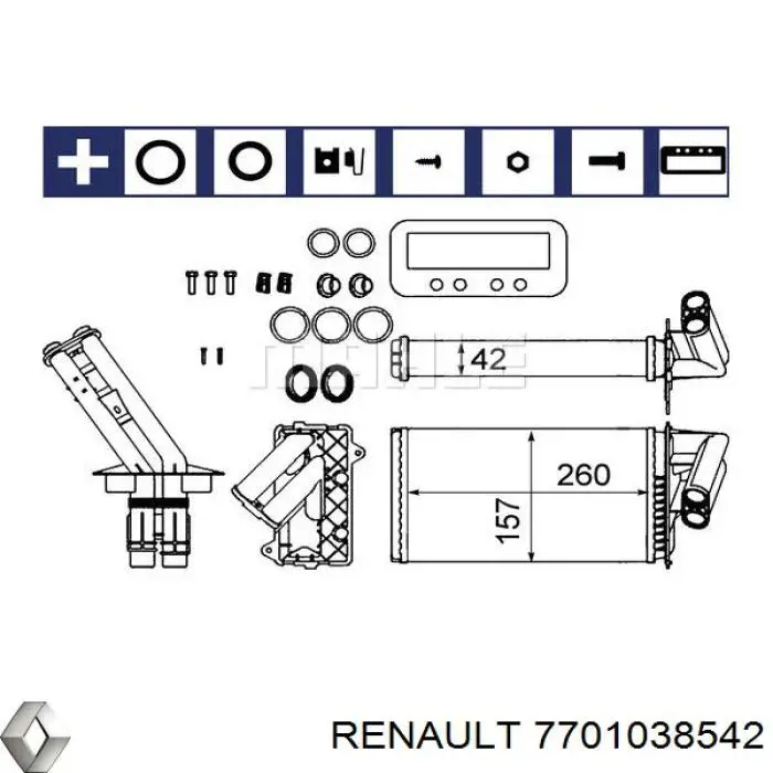 Радіатор пічки (обігрівача) Renault (RVI) 7701038542 ціна, від 27.78 USD