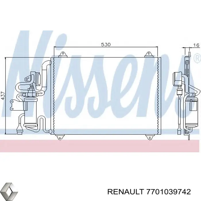 Конденсатор кондиціонера Renault (RVI) 7701039742 ціна, від 177.13 USD