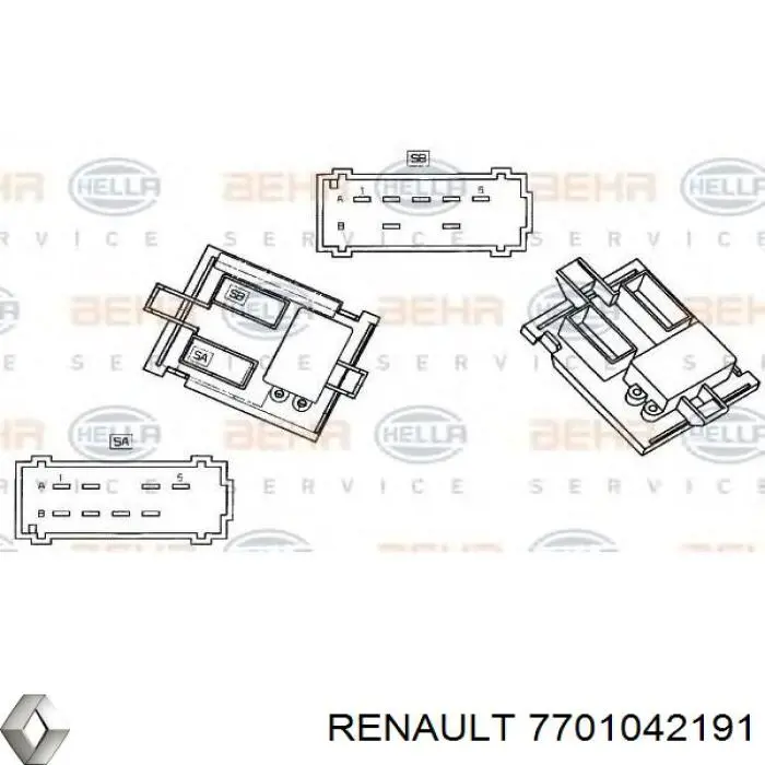 Резистор (опір) пічки, обігрівача салону 7701042191 Renault (RVI)