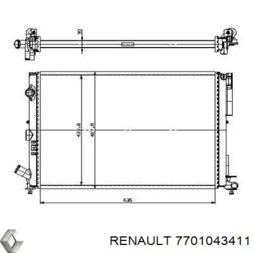 Радіатор охолодження двигуна 7701043411 Renault (RVI)