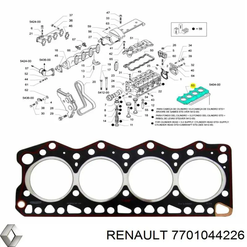Прокладка ГБЦ Renault (RVI) 7701044226 ціна, від 27.83 USD