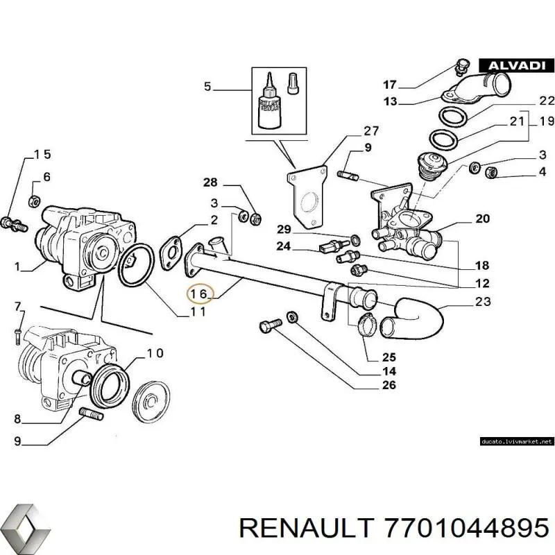Купити 7701044895 Renault (RVI) Трубопроводи і шланги системи охолодження