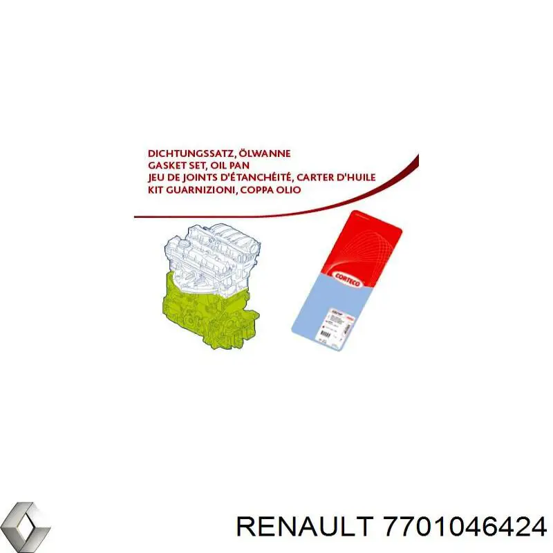 7701046424 Renault (RVI) прокладка піддону картера двигуна