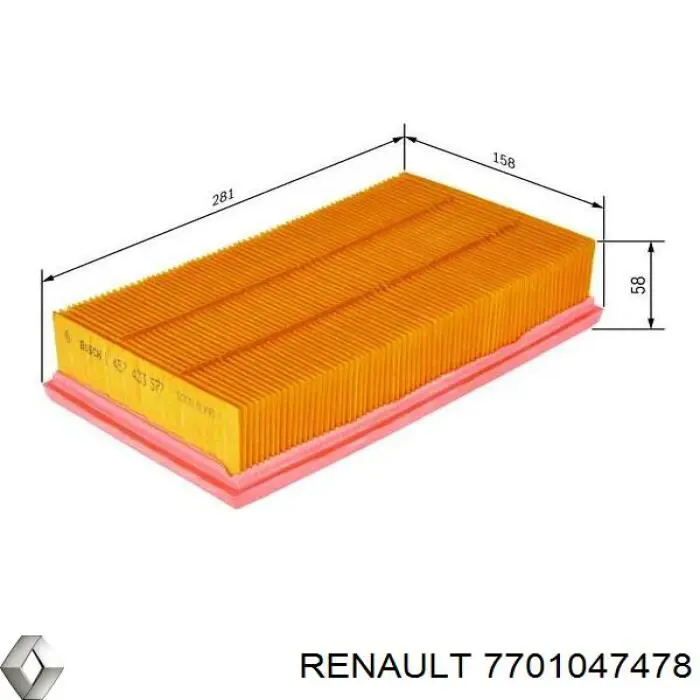 7701047478 Renault (RVI) Повітряний фільтр двигуна