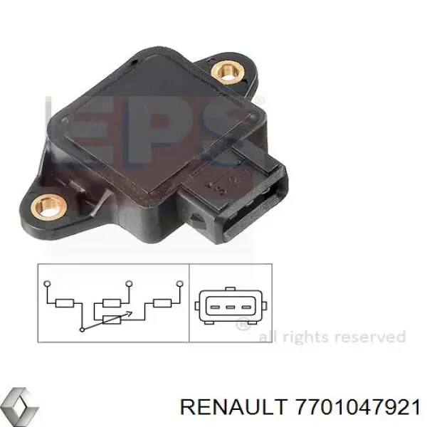 7701047921 Renault (RVI) датчик положення дросельної заслінки (потенціометр)