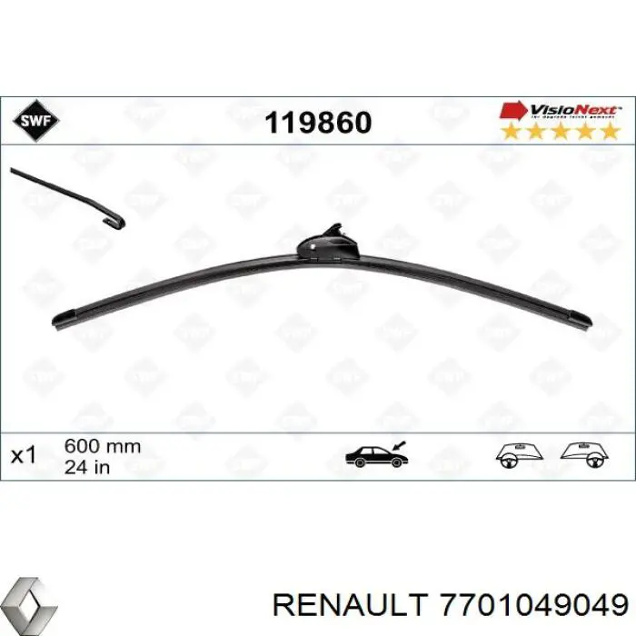 Щітка-двірник лобового скла, водійська 7701049049 Renault (RVI)