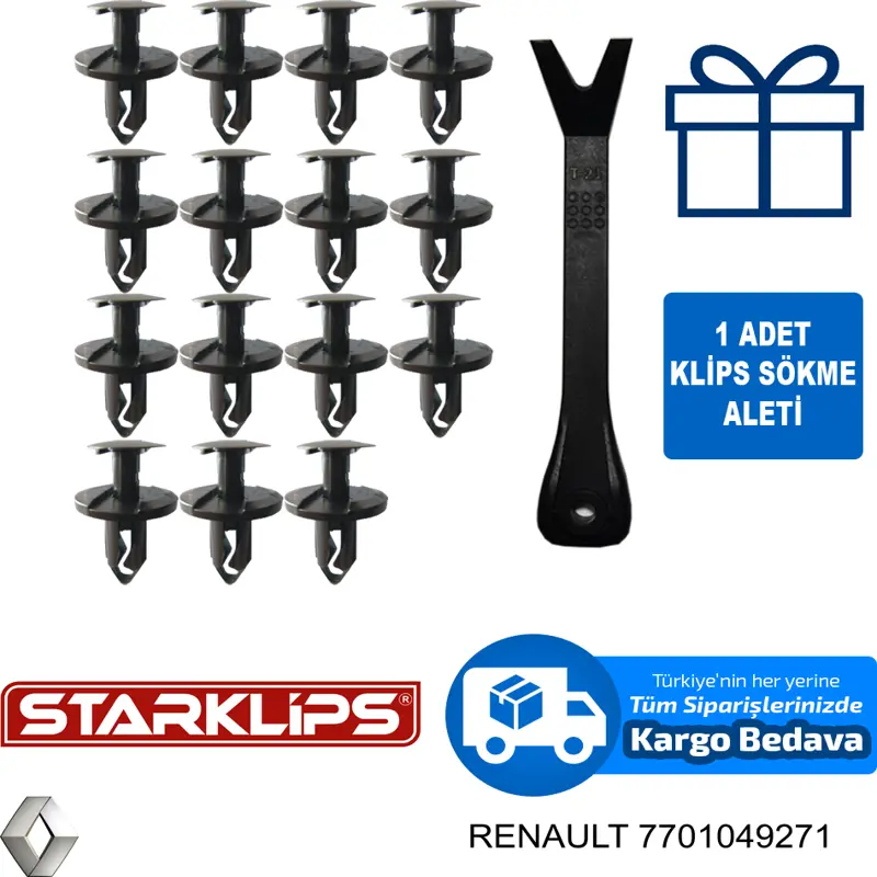 Пістон (кліп) кріплення підкрилки переднього крила Renault (RVI) 7701049271 ціна, від 0.32 USD