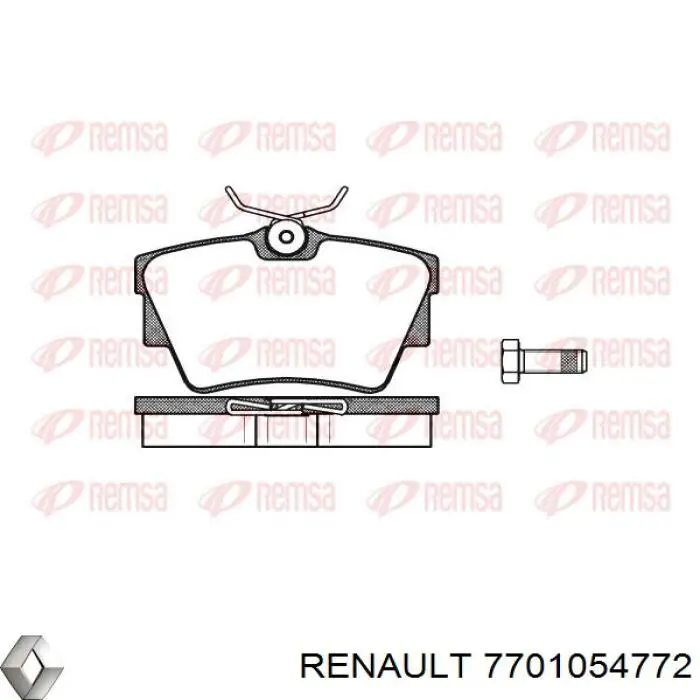 Задні гальмівні колодки 7701054772 Renault (RVI)