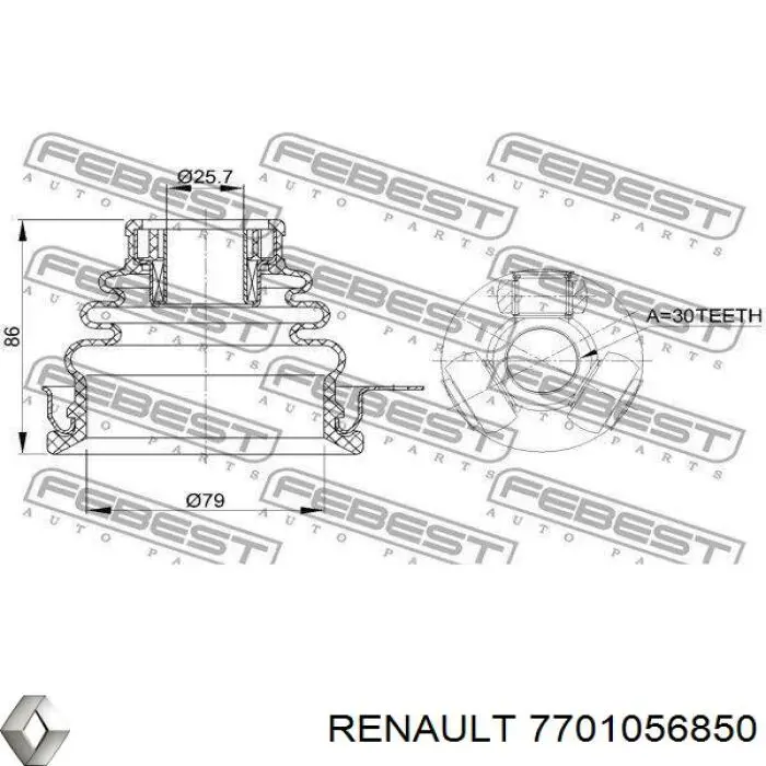 Внутришній трипоїд Renault (RVI) 7701056850 ціна, від 12.49 USD