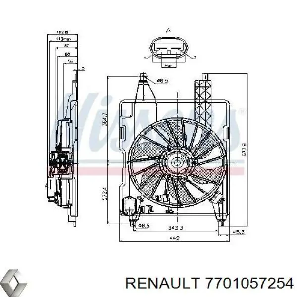 Вентилятор радіатора Renault (RVI) 7701057254 ціна, від 28.16 USD
