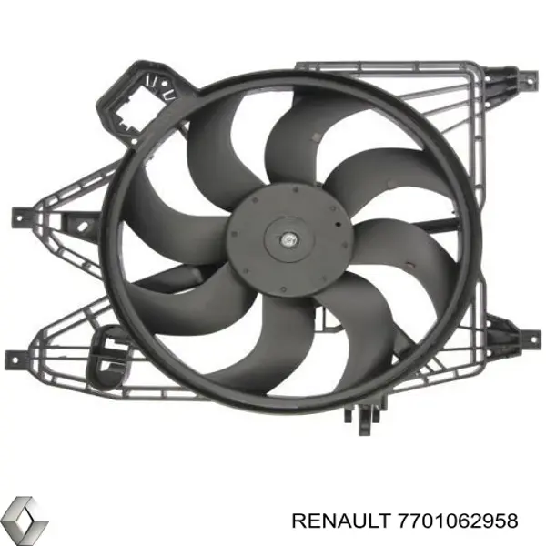 Купити 7701062958 Renault (RVI) Дифузор радіатора охолодження, в зборі з двигуном і крильчаткою
