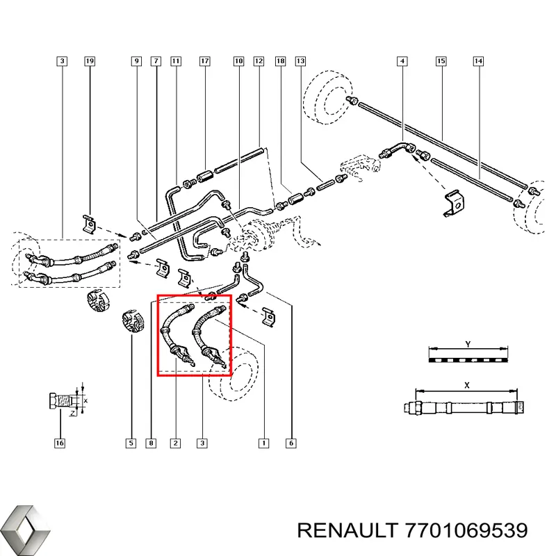 Шланг гальмівний 7701069539 Renault (RVI)