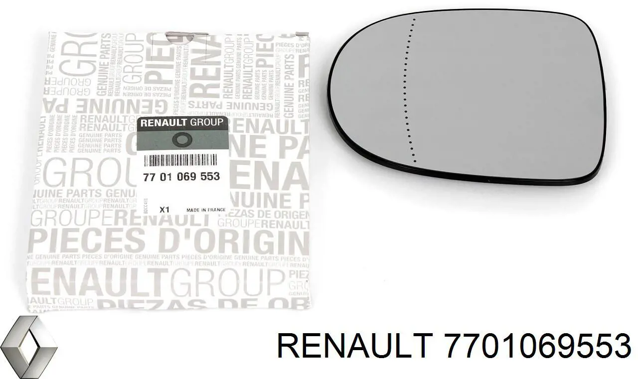 7701069553 Renault (RVI) Дзеркальний елемент лівого дзеркала заднього виду