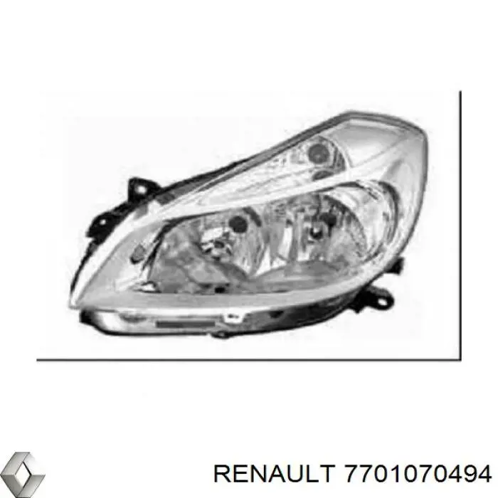 Фара правая Renault (RVI) 7701070494 ціна, від 186.36 USD