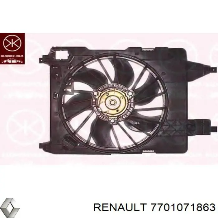 Купити 7701071863 Renault (RVI) Електровентилятор охолодження в зборі (двигун + крильчатка)
