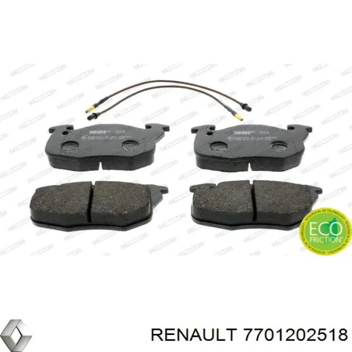 Колодки гальмівні передні, дискові 7701202518 Renault (RVI)