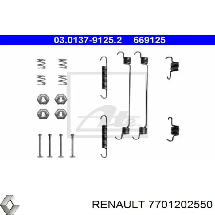 7701202550 Renault (RVI) монтажний комплект задніх барабанних колодок