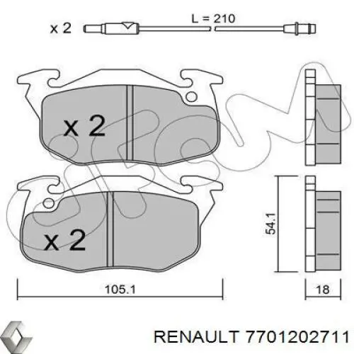 Гальмівні колодки Renault (RVI) 7701202711 ціна, від 15.82 USD