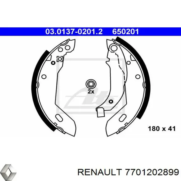Колодки гальмові задні, барабанні Renault (RVI) 7701202899 ціна, від 12.33 USD
