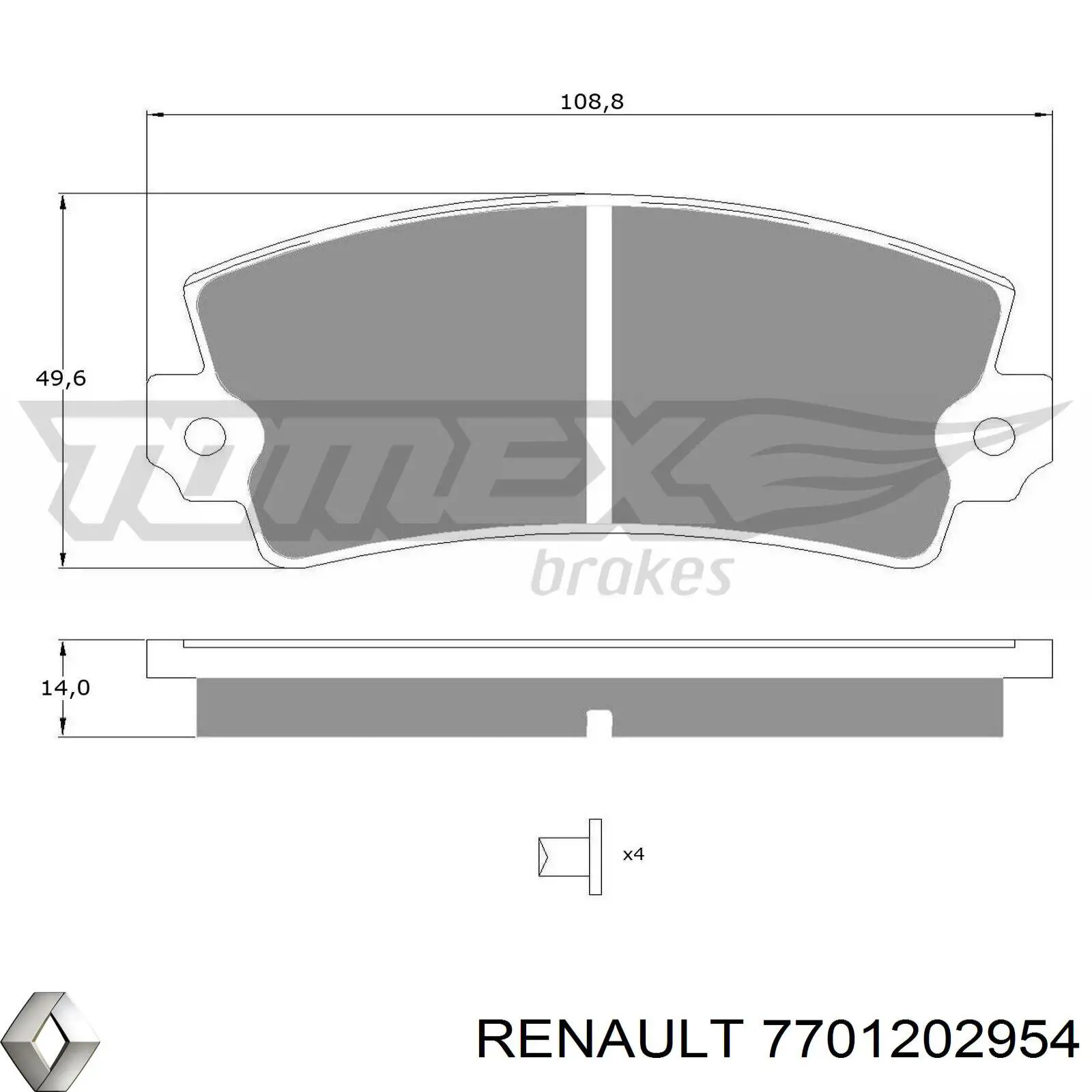 Купити 7701202954 Renault (RVI) Колодки гальмівні передні, дискові