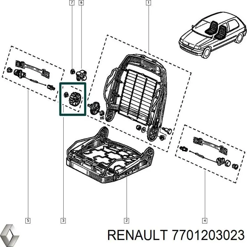 Ручка регулювання спинки сидіння Renault Clio 1 (S57) (Рено Кліо)
