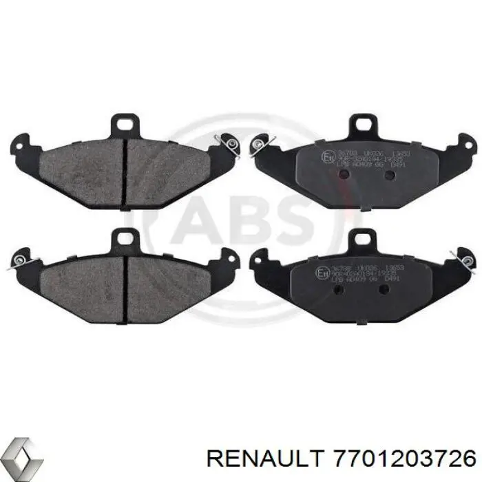 Задні гальмівні колодки Renault (RVI) 7701203726 ціна, від 15.43 USD