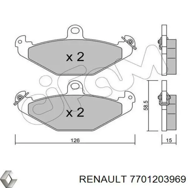 Колодки гальмові задні, дискові 7701203969 Renault (RVI)