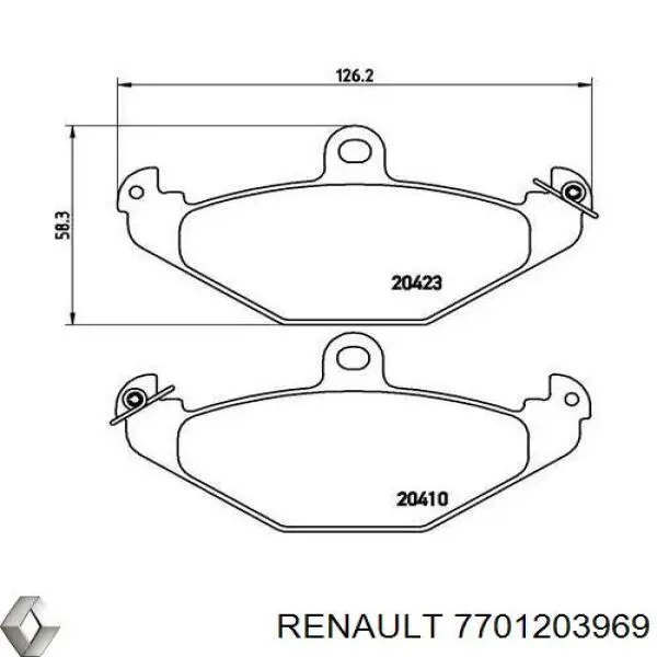 Задні гальмівні колодки Renault (RVI) 7701203969 ціна, від 15.14 USD