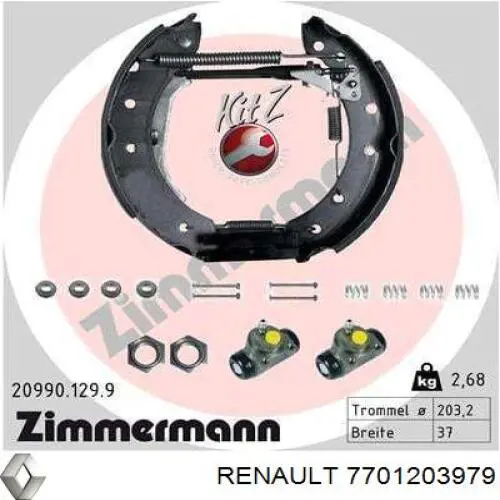 Колодки гальмові задні, барабанні Renault (RVI) 7701203979 ціна, від 17.83 USD