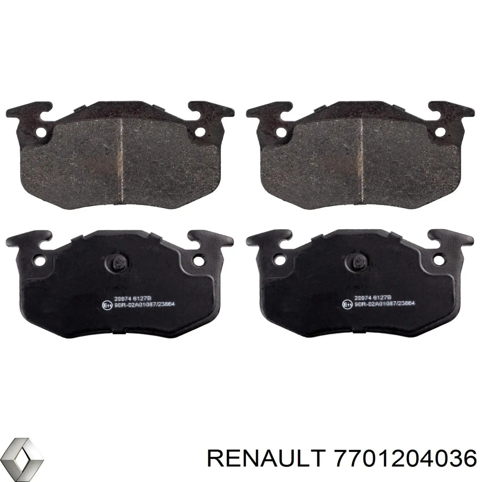 Колодки гальмові задні, дискові 7701204036 Renault (RVI)