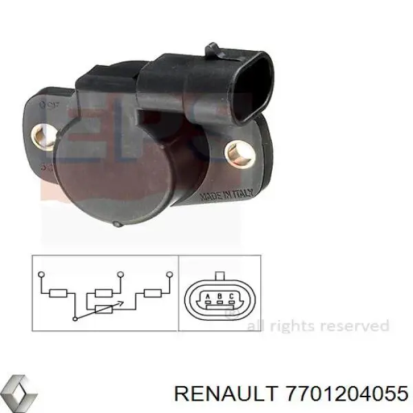 7701204055 Renault (RVI) датчик положення дросельної заслінки (потенціометр)