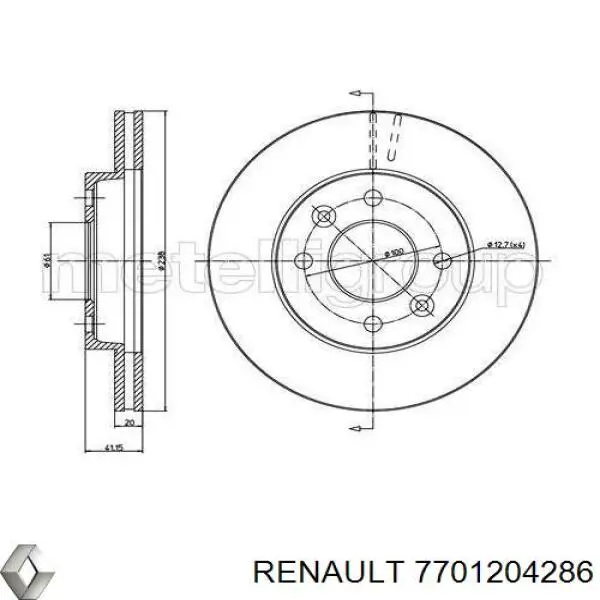 7701204286 Renault (RVI) диск гальмівний передній