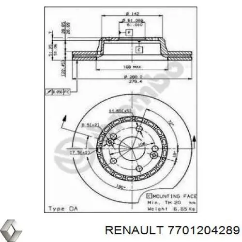 7701204289 Renault (RVI) диск гальмівний передній