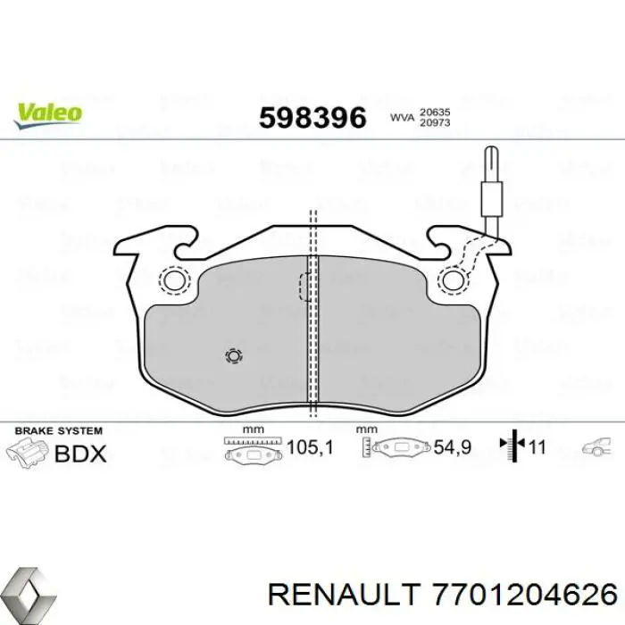Задні гальмівні колодки Renault (RVI) 7701204626 ціна, від 16.62 USD