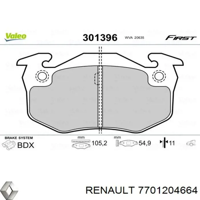 Задні гальмівні колодки Renault (RVI) 7701204664 ціна, від 16.62 USD