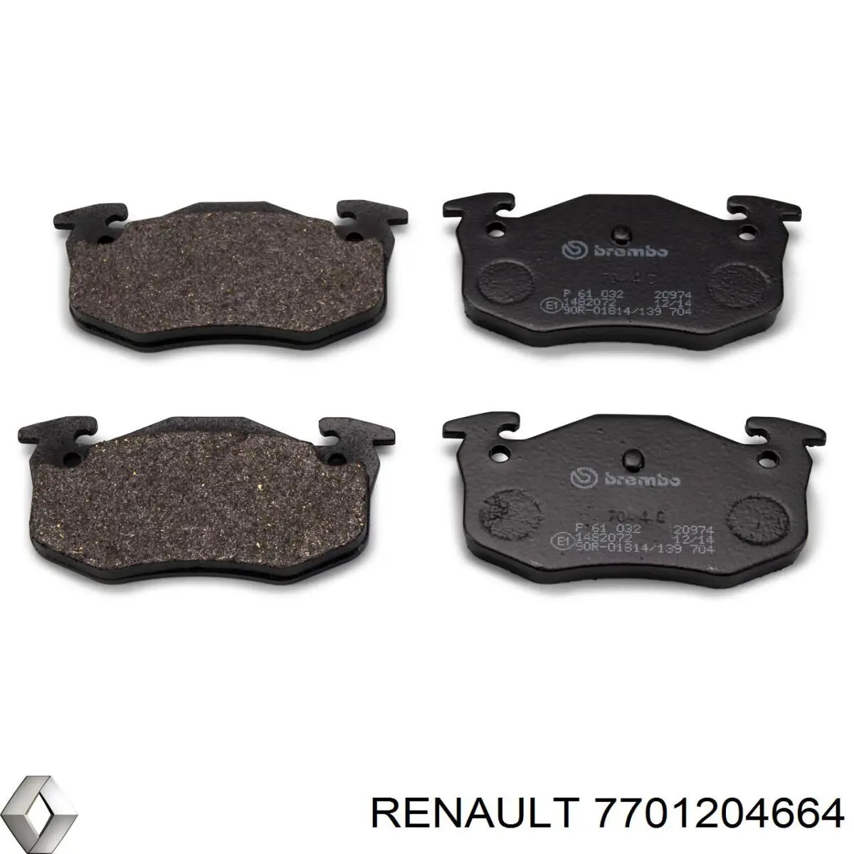 Задні гальмівні колодки 7701204664 Renault (RVI)