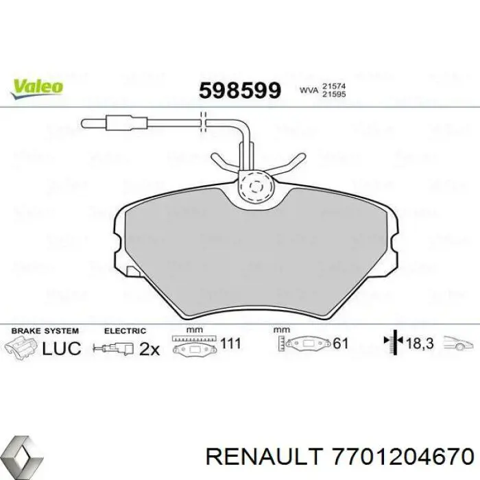 Гальмівні колодки Renault (RVI) 7701204670 ціна, від 8.96 USD