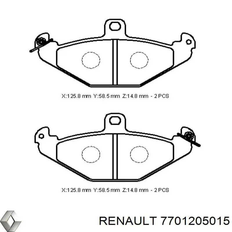 Колодки гальмові задні, дискові 7701205015 Renault (RVI)