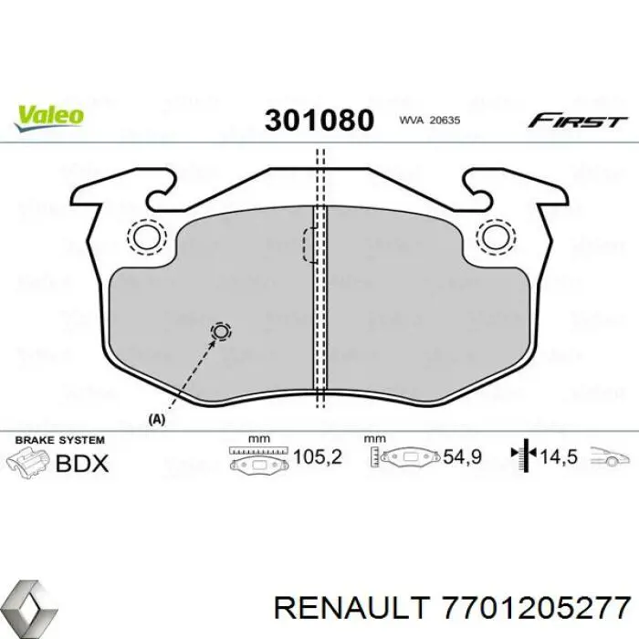7701205277 Renault (RVI) колодки гальмівні передні, дискові