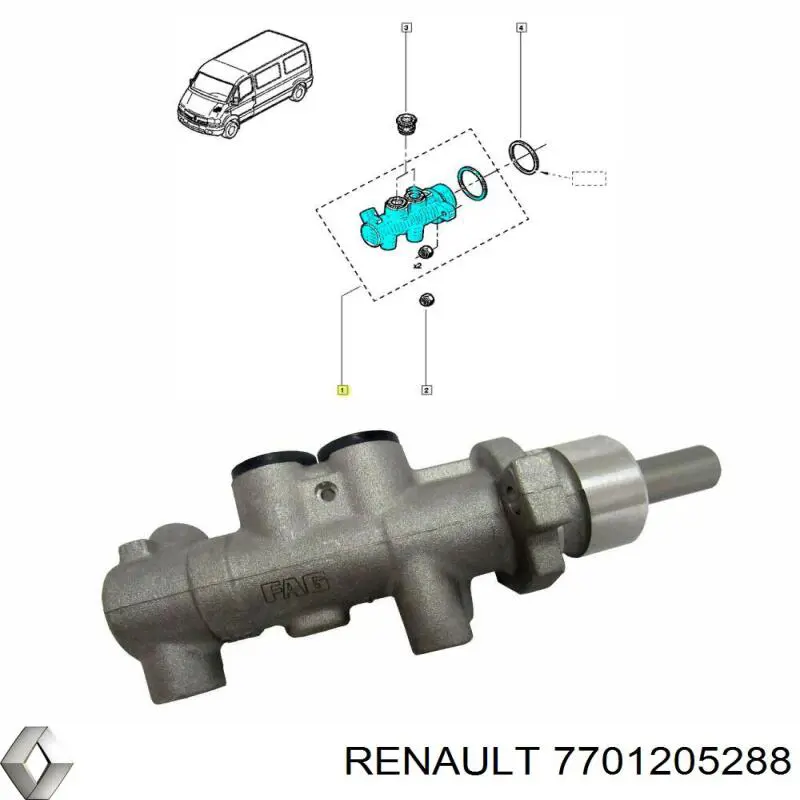 Циліндр гальмівний, головний 7701205288 Renault (RVI)