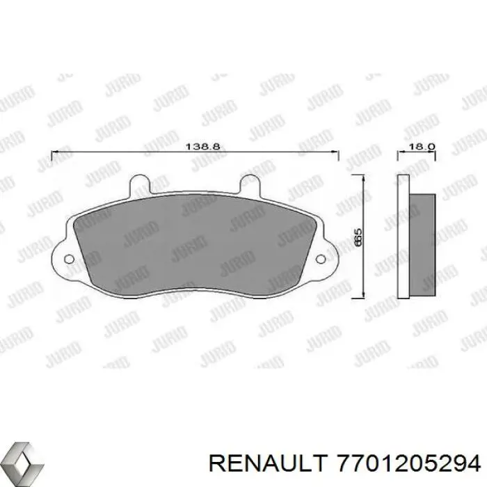 Гальмівні колодки Renault (RVI) 7701205294 ціна, від 18.94 USD