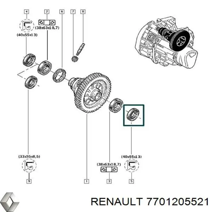 7701205521 Renault (RVI) монтажний комплект задніх барабанних колодок