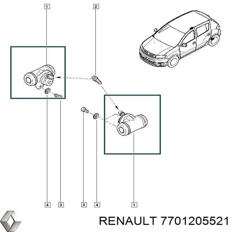 Монтажний комплект задніх барабанних колодок Renault (RVI) 7701205521 ціна, від 8.02 USD