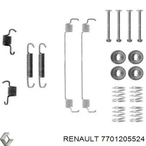 Купити 7701205524 Renault (RVI) Монтажний комплект задніх барабанних колодок